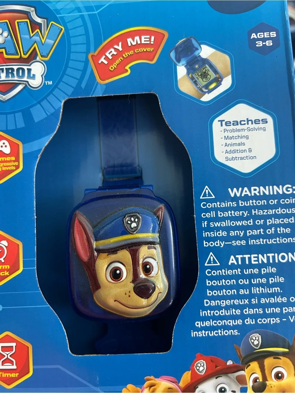 Nickelodeon PAW Patrol Learning Pup Watch - Blue with Chase Face